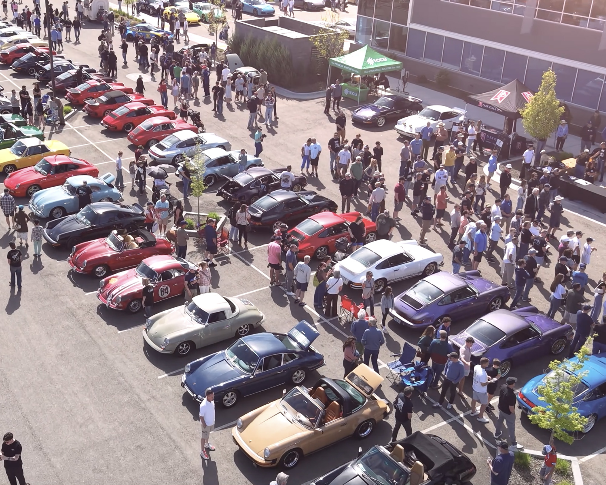Aerial view of the Idaho Air crowd and display cars, 2026